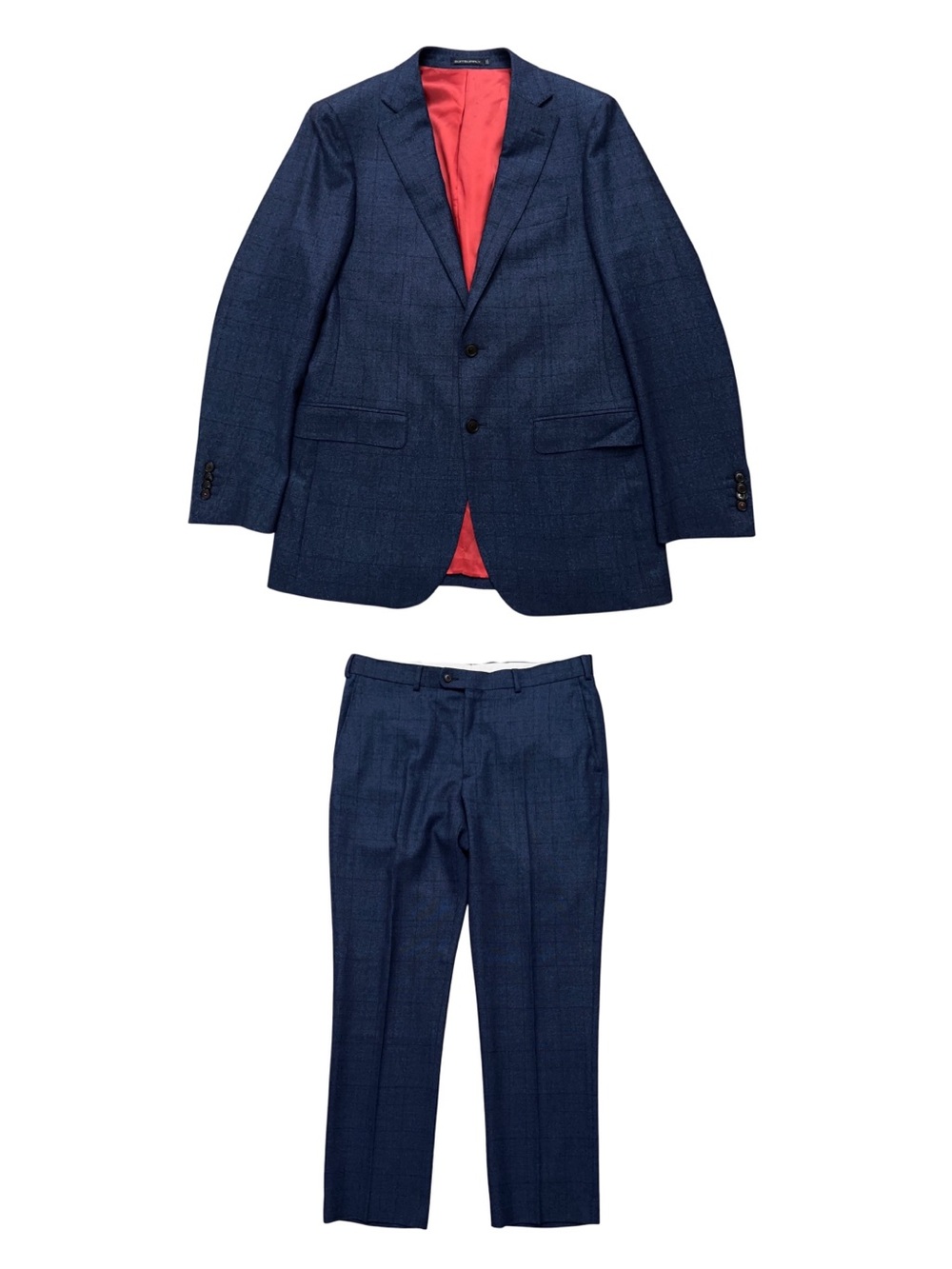 Suitsupply 2 Piece Suit Mens 42L Sienna Blazer Pants Wool Drago 130s Plaid Blue